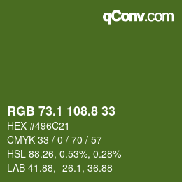 カラーコード: RGB 73.1 108.8 33 | qconv.com