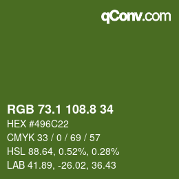 カラーコード: RGB 73.1 108.8 34 | qconv.com