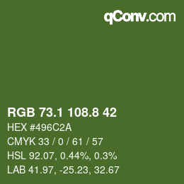 Color code: RGB 73.1 108.8 42 | qconv.com