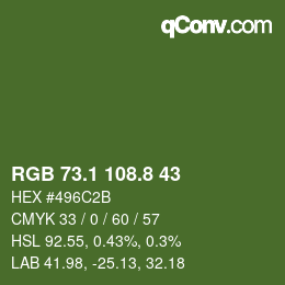 Color code: RGB 73.1 108.8 43 | qconv.com