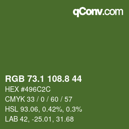 カラーコード: RGB 73.1 108.8 44 | qconv.com