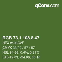 Color code: RGB 73.1 108.8 47 | qconv.com