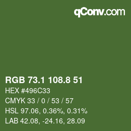 カラーコード: RGB 73.1 108.8 51 | qconv.com