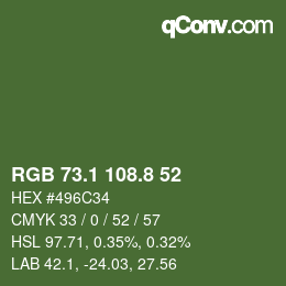 Color code: RGB 73.1 108.8 52 | qconv.com