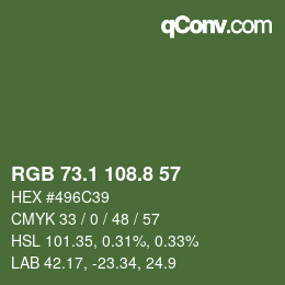 Color code: RGB 73.1 108.8 57 | qconv.com