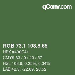 カラーコード: RGB 73.1 108.8 65 | qconv.com