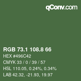カラーコード: RGB 73.1 108.8 66 | qconv.com