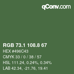 Color code: RGB 73.1 108.8 67 | qconv.com