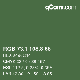 カラーコード: RGB 73.1 108.8 68 | qconv.com