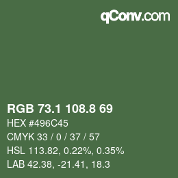 カラーコード: RGB 73.1 108.8 69 | qconv.com