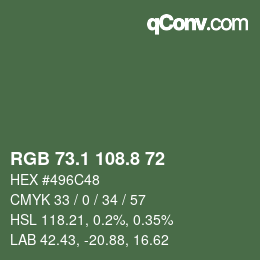 カラーコード: RGB 73.1 108.8 72 | qconv.com