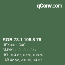 Color code: RGB 73.1 108.8 76 | qconv.com