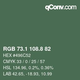 Color code: RGB 73.1 108.8 82 | qconv.com