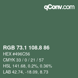 Farbcode: RGB 73.1 108.8 86 | qconv.com
