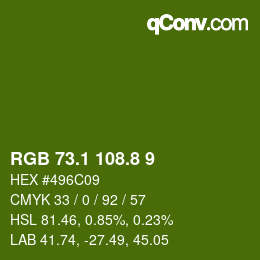 カラーコード: RGB 73.1 108.8 9 | qconv.com