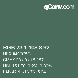 カラーコード: RGB 73.1 108.8 92 | qconv.com