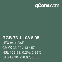 カラーコード: RGB 73.1 108.8 95 | qconv.com