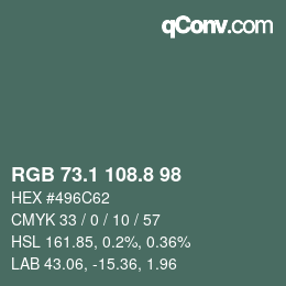 Color code: RGB 73.1 108.8 98 | qconv.com