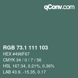 Color code: RGB 73.1 111 103 | qconv.com
