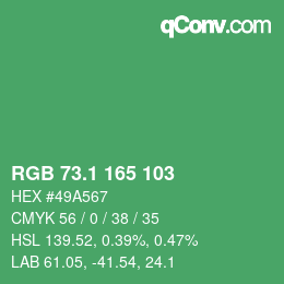 カラーコード: RGB 73.1 165 103 | qconv.com