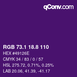 カラーコード: RGB 73.1 18.8 110 | qconv.com