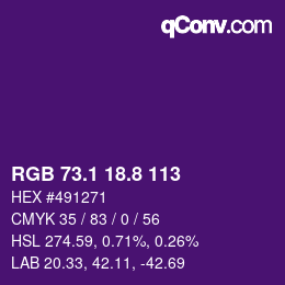 カラーコード: RGB 73.1 18.8 113 | qconv.com