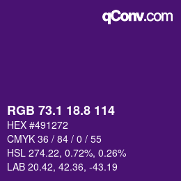 カラーコード: RGB 73.1 18.8 114 | qconv.com