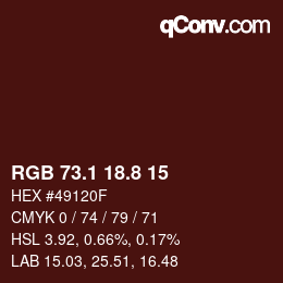 Color code: RGB 73.1 18.8 15 | qconv.com