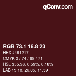 Color code: RGB 73.1 18.8 23 | qconv.com