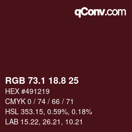 Color code: RGB 73.1 18.8 25 | qconv.com
