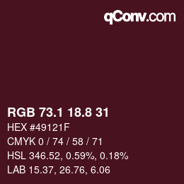 カラーコード: RGB 73.1 18.8 31 | qconv.com