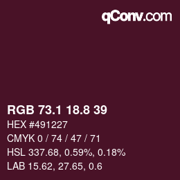 Color code: RGB 73.1 18.8 39 | qconv.com