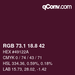 カラーコード: RGB 73.1 18.8 42 | qconv.com