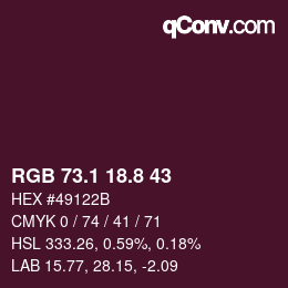 カラーコード: RGB 73.1 18.8 43 | qconv.com