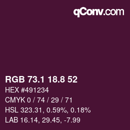 カラーコード: RGB 73.1 18.8 52 | qconv.com