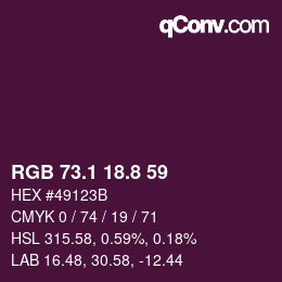 カラーコード: RGB 73.1 18.8 59 | qconv.com