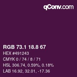 カラーコード: RGB 73.1 18.8 67 | qconv.com