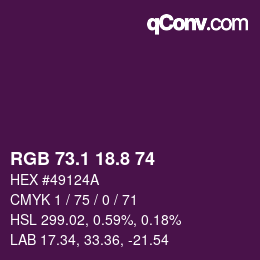 カラーコード: RGB 73.1 18.8 74 | qconv.com