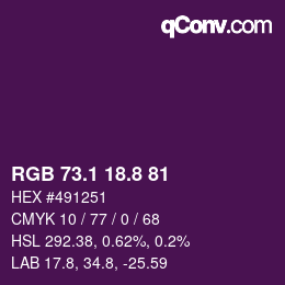 カラーコード: RGB 73.1 18.8 81 | qconv.com