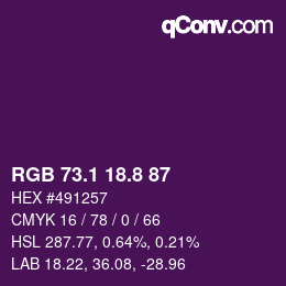 カラーコード: RGB 73.1 18.8 87 | qconv.com
