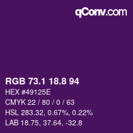 カラーコード: RGB 73.1 18.8 94 | qconv.com