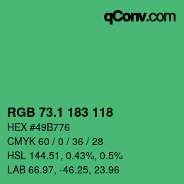 カラーコード: RGB 73.1 183 118 | qconv.com