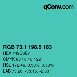 Color code: RGB 73.1 198.8 183 | qconv.com
