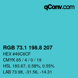 Color code: RGB 73.1 198.8 207 | qconv.com