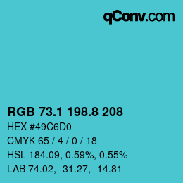 Color code: RGB 73.1 198.8 208 | qconv.com