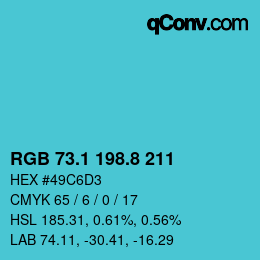 カラーコード: RGB 73.1 198.8 211 | qconv.com