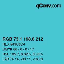 カラーコード: RGB 73.1 198.8 212 | qconv.com