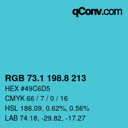 Color code: RGB 73.1 198.8 213 | qconv.com