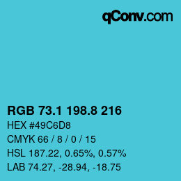 カラーコード: RGB 73.1 198.8 216 | qconv.com