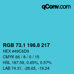 Color code: RGB 73.1 198.8 217 | qconv.com